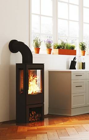 Poêle à bois MIRO 3 version bucher -3 faces marque WIKING